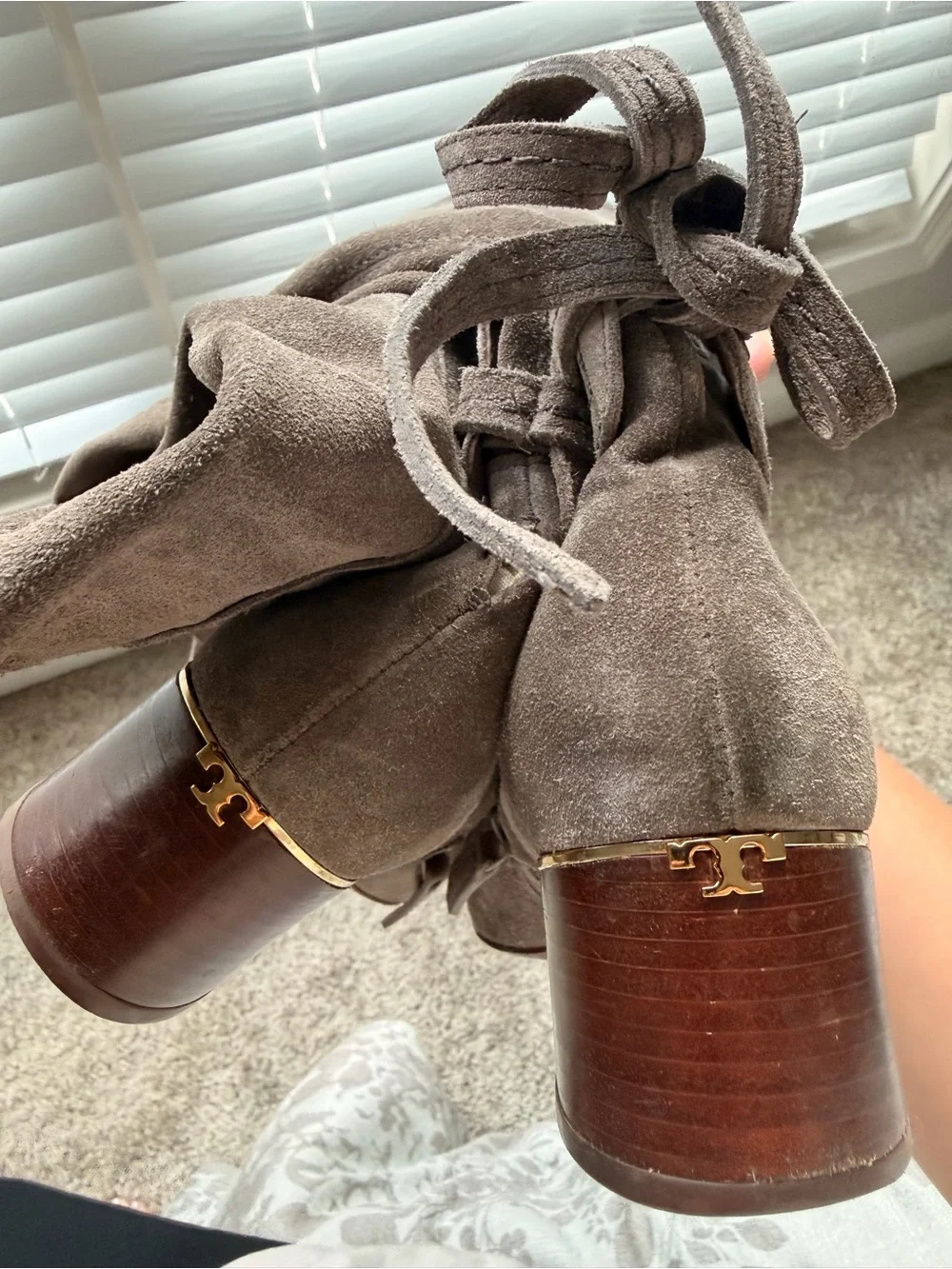 Tory Burch Taupe Suede Over-the-Knee Boot with Block Heel